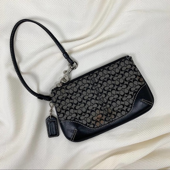 Coach Black Logo Mini Wristlet - Picture 1 of 6